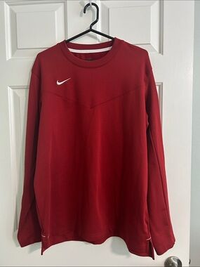 Nike Burgundy Long Sleeve Crew with White Swoosh